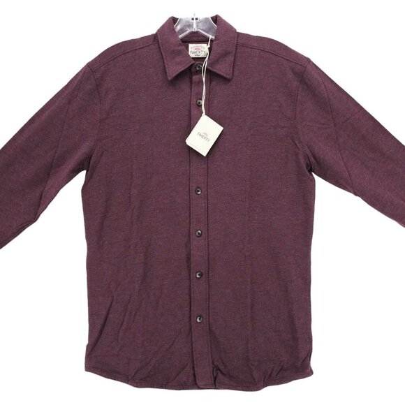 NWT Faherty Stretch Knit Shirt Burgundy Melange Pima Cotton Tencel Men's Size XS - Picture 2 of 7